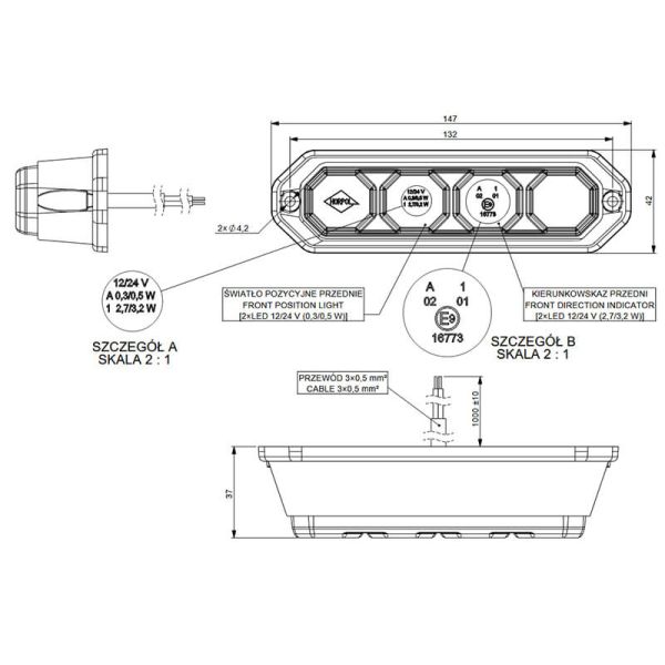 Barra de farol LED Tipo 2 Funções...