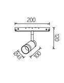 Foco LED carril magnético con anillo de luz oro, MAGNETO 48V dimmable, 7W 2700K/3000K