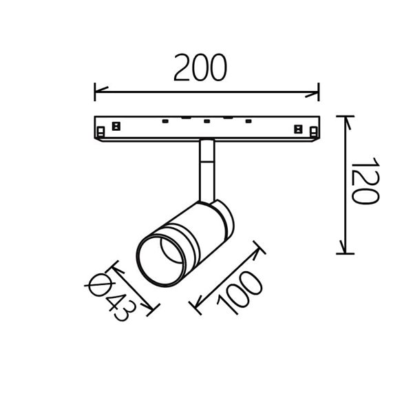 Foco LED carril magnético con anillo de luz oro, MAGNETO 48V dimmable, 7W 2700K/3000K