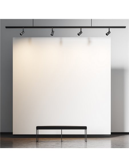 Foco LED carril magnético con anillo de luz oro, MAGNETO 48V dimmable, 7W 2700K/3000K