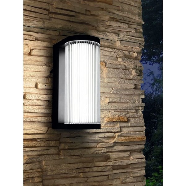 Aplique LED de pared exterior negro GANT, IP65 12W 3000K