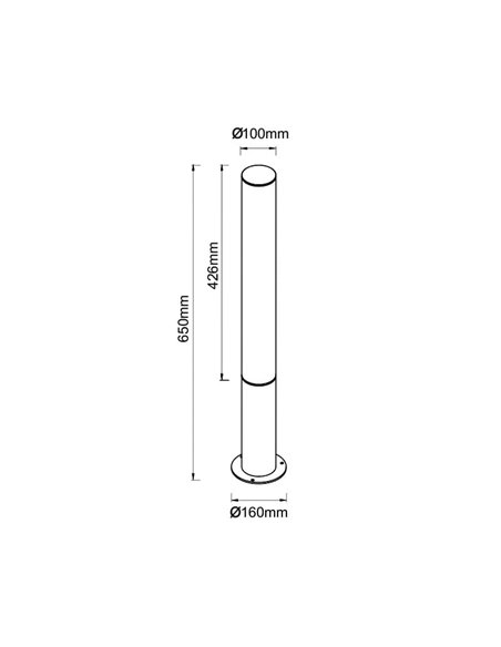 Borne LED d'extérieur GANT 65 cm, IP65 18 W 3000 K, noir/Corten