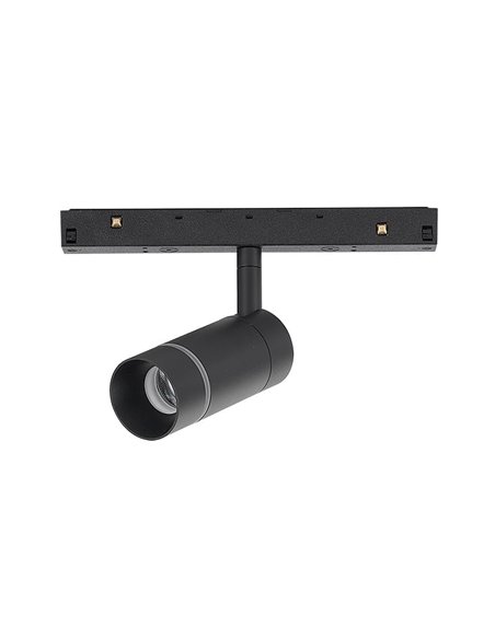 Foco LED carril magnético con anillo de luz negro, MAGNETO 48V dimmable, 7W 2700K/3000K