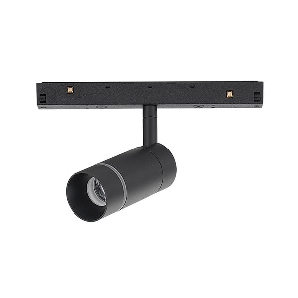 Foco LED carril magnético con anillo de luz negro, MAGNETO 48V dimmable, 7W 2700K/3000K