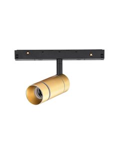 Spot LED magnétique sur rail avec anneau lumineux doré, MAGNETO 48V dimmable, 7W 2700K/3000K
