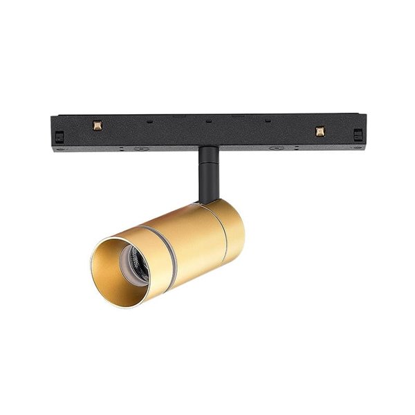 Foco LED carril magnético con anillo de luz oro, MAGNETO 48V dimmable, 7W 2700K/3000K