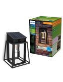 Aplique solar exterior cuadrado LYSIN SQ, tipo linterna, con sensor de movimiento, con bombilla solar reemplazable negro, 2700K