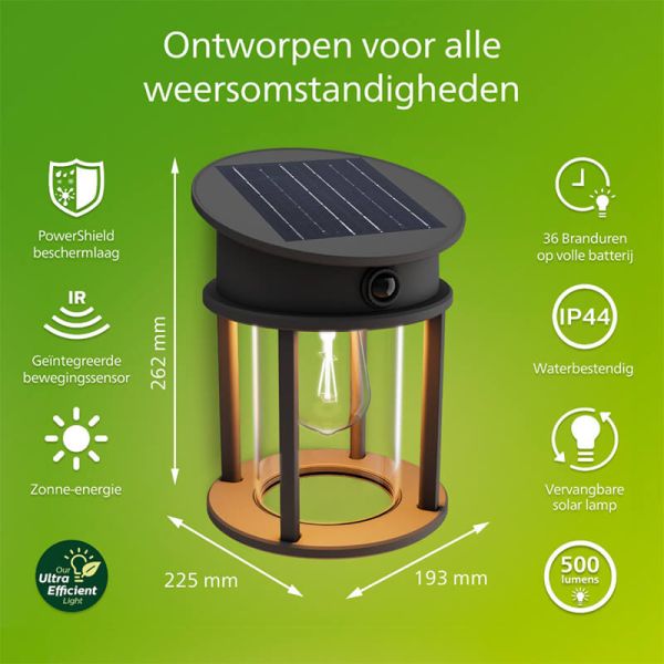 Lampe solaire d'extérieur circulaire GERI RD, détecteur de mouvement, ultra-efficace, 2700K/4000K