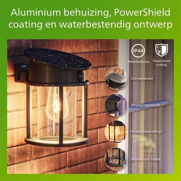 Luminária de parede solar circular para ambientes externos GERI RD, com sensor de movimento, ultraeficiente, 2700K/4000K