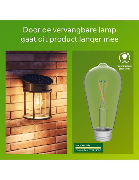 Aplique solar circular exterior GERI RD, sensor de movimiento, ultraeficiente, 2700K/4000K