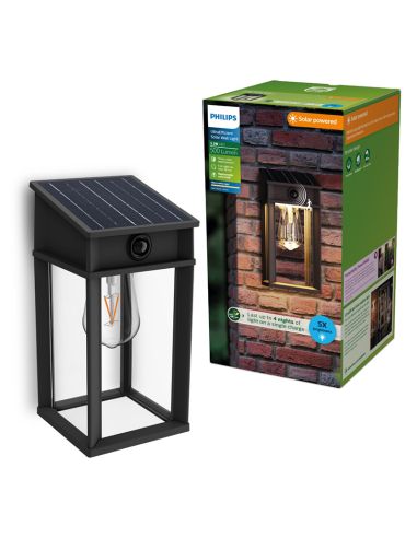 Aplique solar cuadrado exterior GERI SQ, sensor de movimiento, ultraeficiente con bombilla solar reemplazable, 2700K/4000K