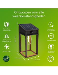 Aplique solar cuadrado exterior GERI SQ, sensor de movimiento, ultraeficiente con bombilla solar reemplazable, 2700K/4000K 2