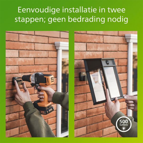 Aplique solar cuadrado exterior GERI SQ, sensor de movimiento, ultraeficiente con bombilla solar reemplazable, 2700K/4000K