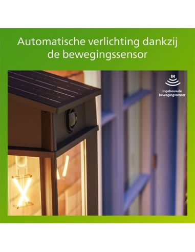 Aplique solar cuadrado exterior GERI SQ, sensor de movimiento, ultraeficiente con bombilla solar reemplazable, 2700K/4000K