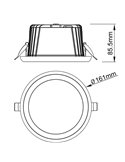 Downlight empotrable LED 20W TAMPA, blanco, 1850Lm, CTT (2700K,3200K,4000K), corte 145mm, 75º, IP65