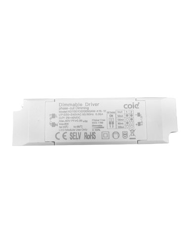 Driver TAMPA 8W, No Regulable On/Off o Dimmable Triac/Dali, 200mA