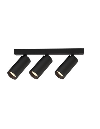 Fita de luz NAZARE preta com 3 focos, mini GU10 (não incluída), 290 mm