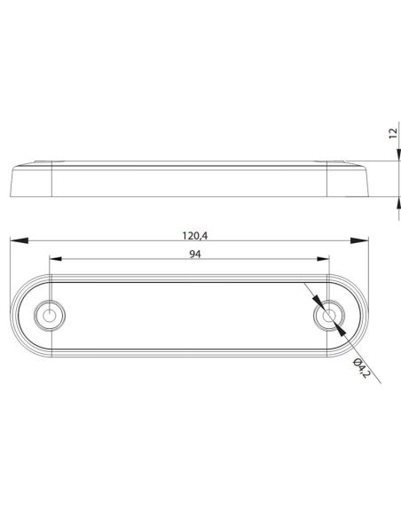 Dimensions Barre de frein à LED troisième feu stop S3 R10 12V 24V Tulipe blanche 12 cm de long