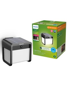 Luminária de parede externa LED solar EZRA com sensor de movimento, preta, 1,8 W, 250 lm, 3000 K