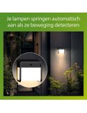 Aplique LED exterior solar con sensor de movimiento EZRA, negro 1,8W 250Lm, 3000K,