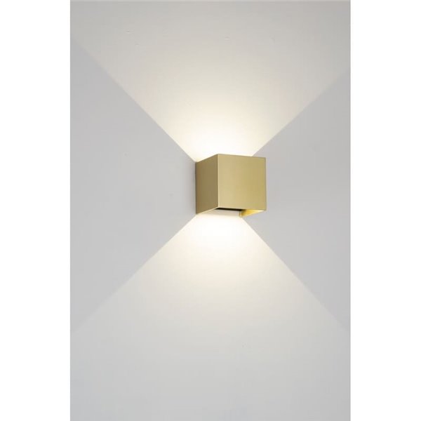 Luminária de parede LED decorativa 12W DAVOS dourada, luz ascendente e descendente, regulável 2700K/3000K