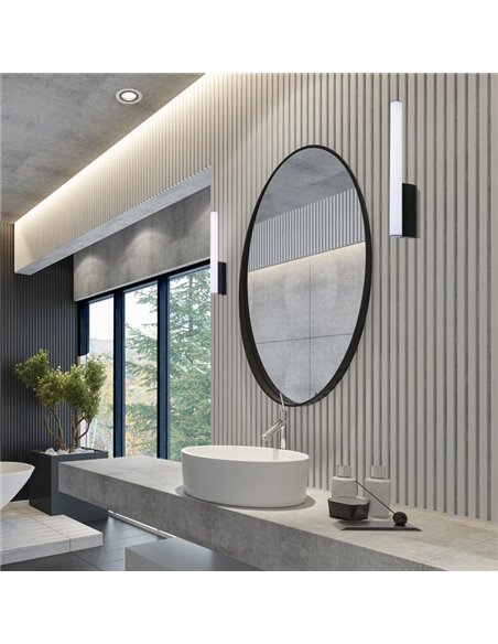 Elegante luminária vertical LED ANTIGA para banheiro de 8 W, preta, 3000 K/4000 K, IP44