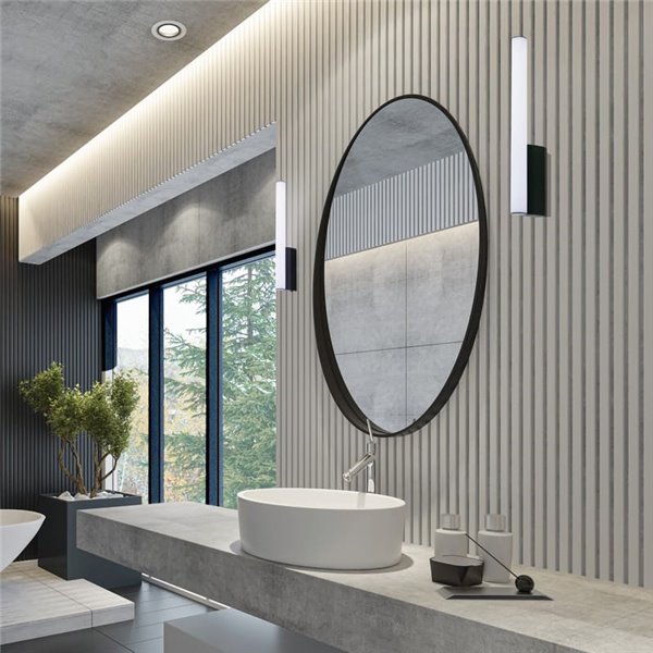 Aplique LED vertical para baño elegante 8W ANTIGA negro, 3000K/4000K, IP44