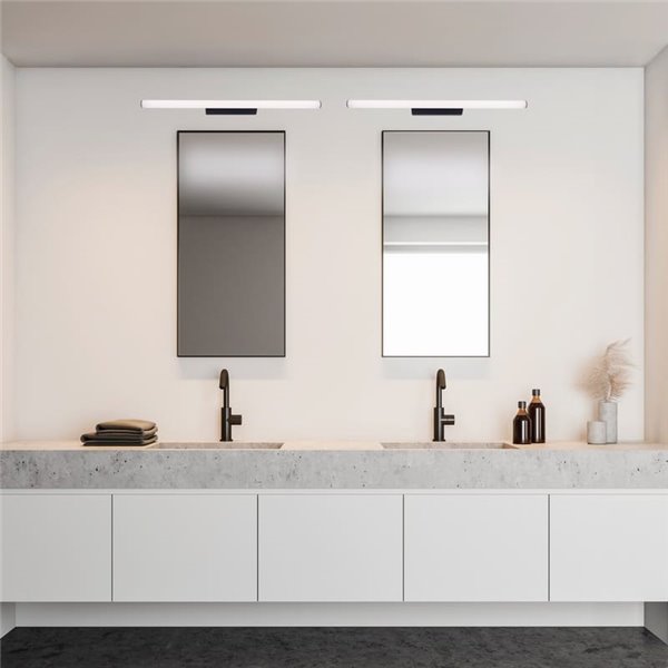 Luminária LED horizontal ANTIGA 12W para banheiro, preta, com design elegante, 59,2 cm, IP44 3000K/4000K