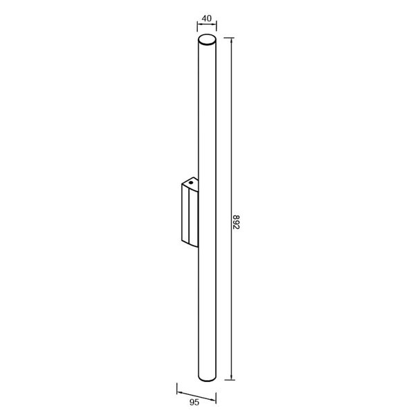 Aplique LED horizontal para baño 18W ANTIGA, negro con diseño elegante, 89,2cm, IP44 3000K/4000K
