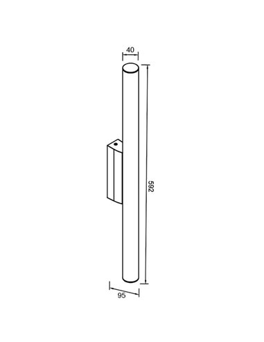 Aplique LED horizontal para baño 12W ANTIGA, negro con diseño elegante, 59,2cm, IP44 3000K/4000K