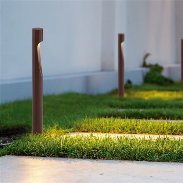 Baliza LED de jardín gris oscuro de 60cm ARAN, con cuerpo curvado elegante, IP65 6W 3000K