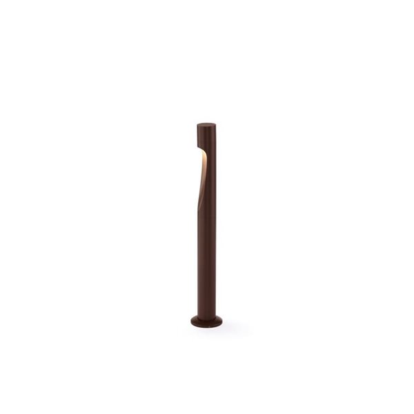 Baliza LED de jardín corten de 60cm ARAN, con cuerpo curvado elegante, IP65 6W 3000K