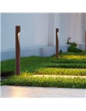 Baliza LED de jardín corten de 60cm ARAN, con cuerpo curvado elegante, IP65 6W 3000K