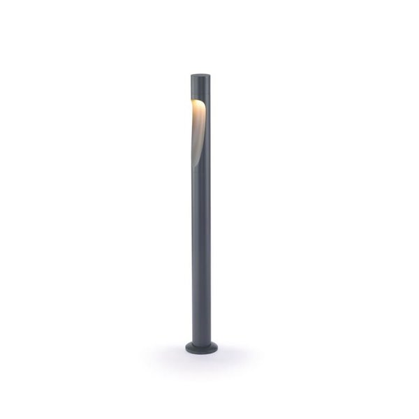 Baliza LED de jardín alta gris oscuro de 80cm ARAN, con cuerpo curvado elegante, IP65 6W 3000K