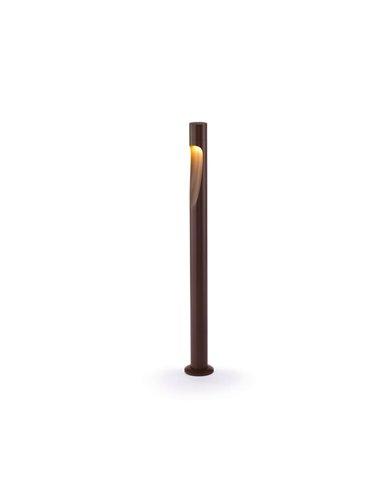 Baliza LED de jardín alta corten de 80cm ARAN, con cuerpo curvado elegante, IP65 6W 3000K