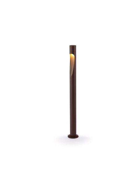 Baliza LED de jardín alta corten de 80cm ARAN, con cuerpo curvado elegante, IP65 6W 3000K
