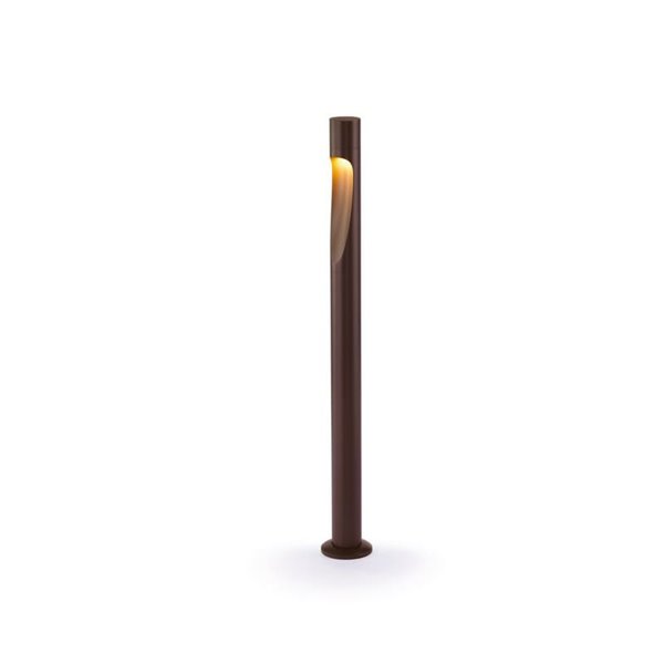 Baliza LED de jardín alta corten de 80cm ARAN, con cuerpo curvado elegante, IP65 6W 3000K