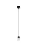 Lámpara colgante LED elegante en negro GRUISSAN, con difusor cilíndrico de cristal, 5W 3000K 30º