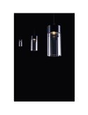 Lámpara colgante LED elegante en negro GRUISSAN, con difusor cilíndrico de cristal, 5W 3000K 30º