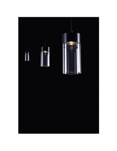 Lámpara colgante LED elegante en negro GRUISSAN, con difusor cilíndrico de cristal, 5W 3000K 30º 2