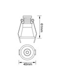 Downlight LED empotrable minimalista 3W CANE negro, 45º, Ø40,2mm 3000K/4000K