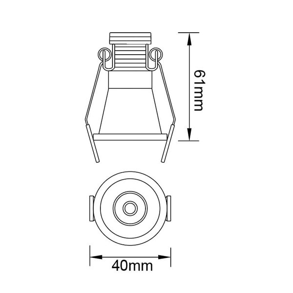 Downlight LED minimalista de encastrar 3W CANE preto, 45º, Ø40,2mm 3000K/4000K