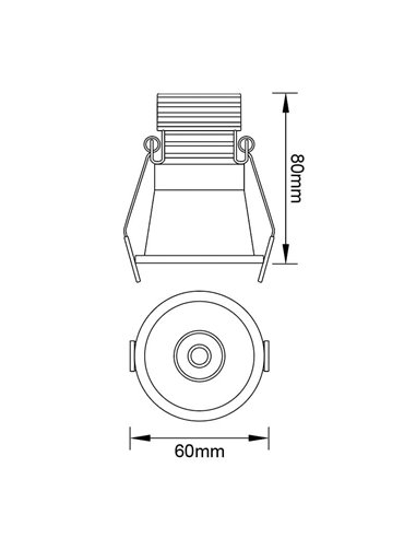 Downlight LED empotrable minimalista 7W CANE negro, 40º, Ø60,3mm 3000K/4000K