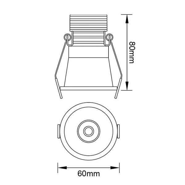 Spot LED encastré minimaliste 7W CANE noir, 40º, Ø60,3mm 3000K/4000K