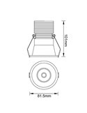 Downlight LED empotrable discreto 12W CANE blanco, 38º, Ø81,5mm 3000K/4000K