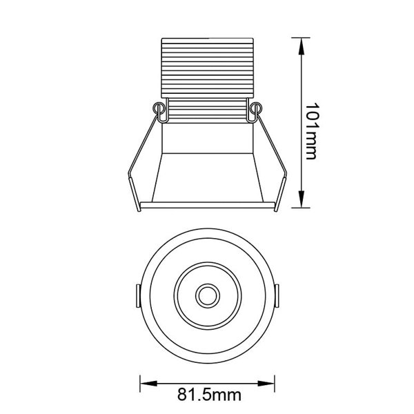 Spot LED encastré discret 12W CANE noir, 38º, Ø81,5mm 3000K/4000K