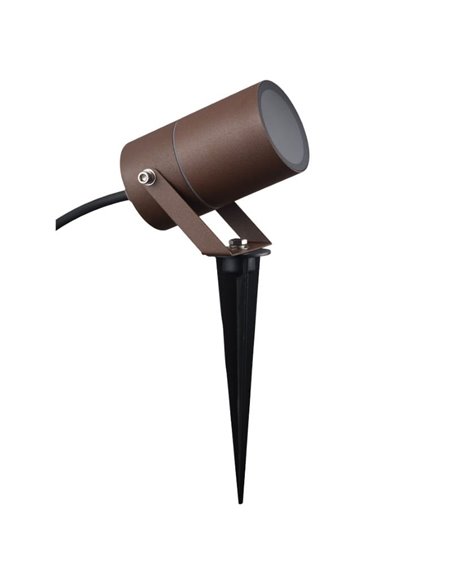 Foco con piqueta exterior orientable corten QUEBEC, decorativo para jardín GU10, IP65