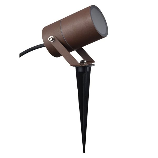 Spot extérieur orientable avec piquet en corten QUEBEC, décoratif pour jardins, GU10, IP65