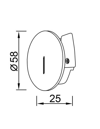 Luminária LED redonda SOTAVENTO para encastrar em escadas ou corredores, preta, Ø58mm, 3W, 3000K, IP42, recorte de 45mm