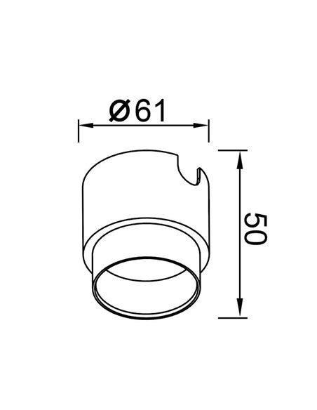 Boîte d'encastrement SOTAVENTO, en aluminium noir avec une découpe de 61 mm